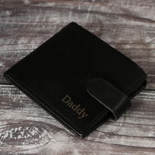 Personalised Mens Wallet,Genuine fashion Soft Black Leather Wallet