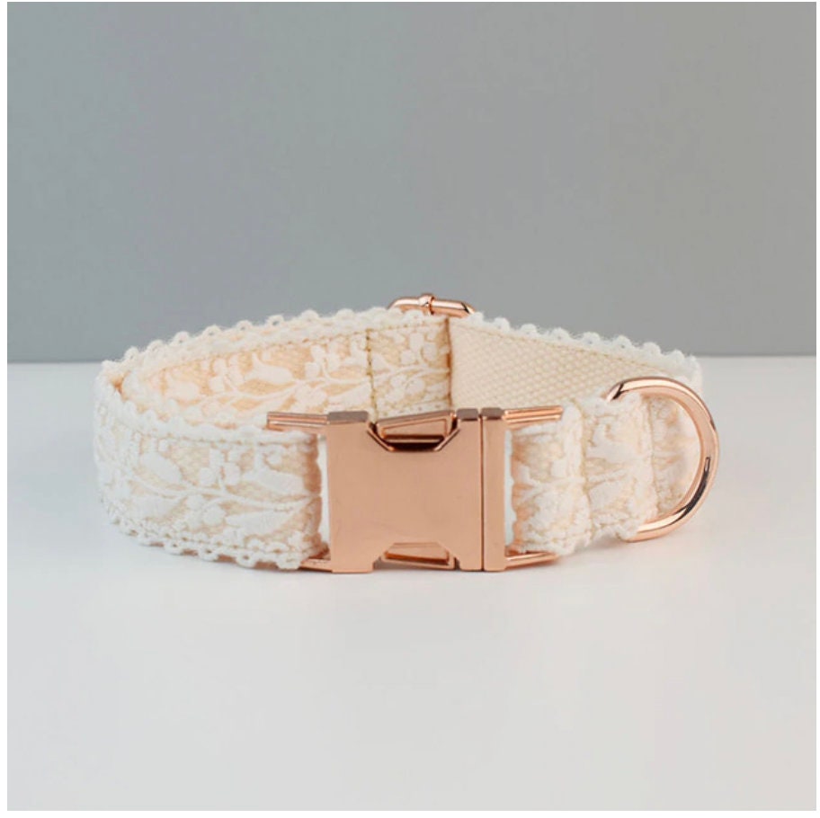 Personalised Lace Dog Collar Engraved Floral Girl Boy Collar Etsy