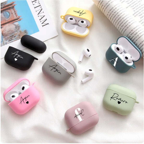 Personalisierte Airpods Pro Hülle,Silikon Airpods Pro 2 Hülle,Benutzerdefinierte Airpods 3 Hülle,Endraved Airpods Pro Hülle,Monogramm Airpods Pro Hülle