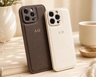 Funda de cuero personalizada para iPhone – Funda con nombre personalizado para iPhone 12-17 Pro Max Plus