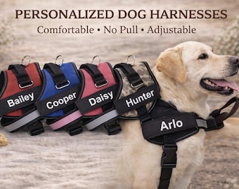 Custom Dog NO PULL Harness Reflective Adjustable Pet INCLUDES Custom Tag!