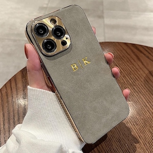 Telefoonhoesje op maat lamsleer - gepersonaliseerde naam Hoesje voor iPhone 16 15 14 13 12 11 Pro Max