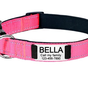 Custom Engraved Pet Collar, Engraved Pet Tag, Dog Leash, Puppy Collar, Gift for Pets, Dog Gifts Pink