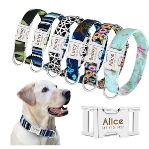 Collar de perro personalizado, collar de gato con campana, collar de boda de hebilla de metal grabado con láser, collar de perro floral, collar de perro de otoño, regalo para mascota