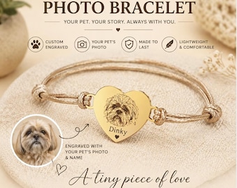 Pulsera personalizada con retrato de mascota, pulsera conmemorativa para mascotas, joyería para perros y gatos, regalo para el Día de la Madre.