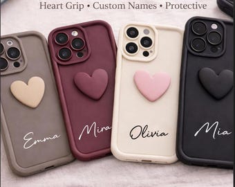 Funda de teléfono personalizada con forma de corazón – Funda para iPhone con nombre personalizado – Un regalo precioso para ella, accesorio personalizado para teléfono