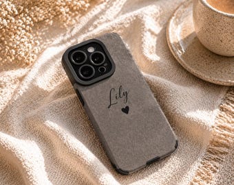 Funda de piel de cordero a prueba de golpes – Funda personalizada con nombre – Funda protectora para iPhone