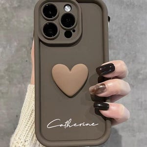 Coque de portable personnalisée avec coeur - Coque personnalisée pour iPhone 16 15 14 13 12 11 Pro Max 8 7 Plus XR SE