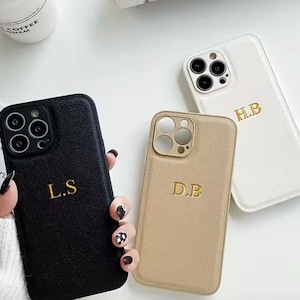 Custom Phone case - Leather Personalised Name Case Cover for iPhone 16 15 14 13 12 11 Pro Max 8 7 Plus XR SE