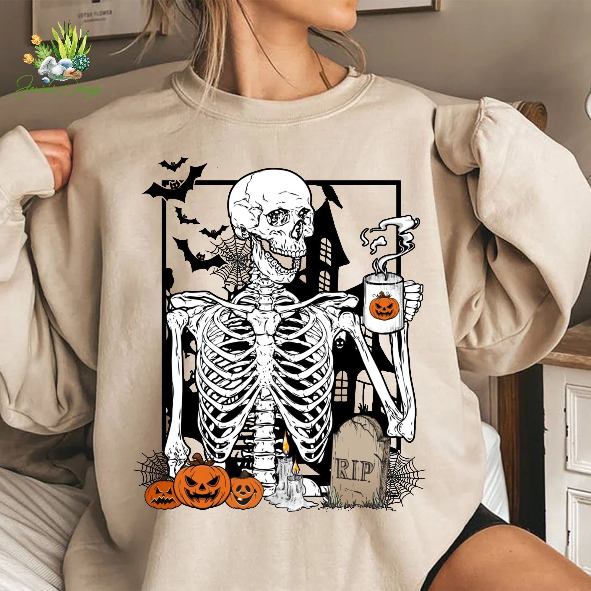 Skeleton Coffee Sweatshirt - Etsy