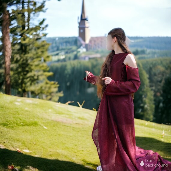 Maroon Cold Shoulder Dress Fairy Cottage Core Prom Formal Wear Etsy