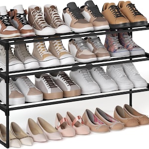 3-Tier Shoe Rack Organiser, Metal Storage Rack, Shoe Stand, Shoe Rack Entryway Stand, Shoe Storage Organiser Gift For Home Decor, Gift Her