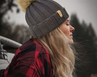Bonnet tricotée femme ou homme, extensible, bonnet hiver unisexe respirant, doux, chaud et confortable, Pompon fausse fourrure