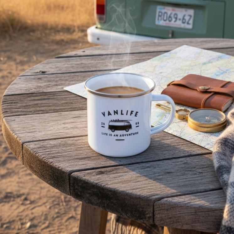Tasse émaillée Renault Clio V6 - Mug De Camping, Design Personnalisé Par Aggies Bags