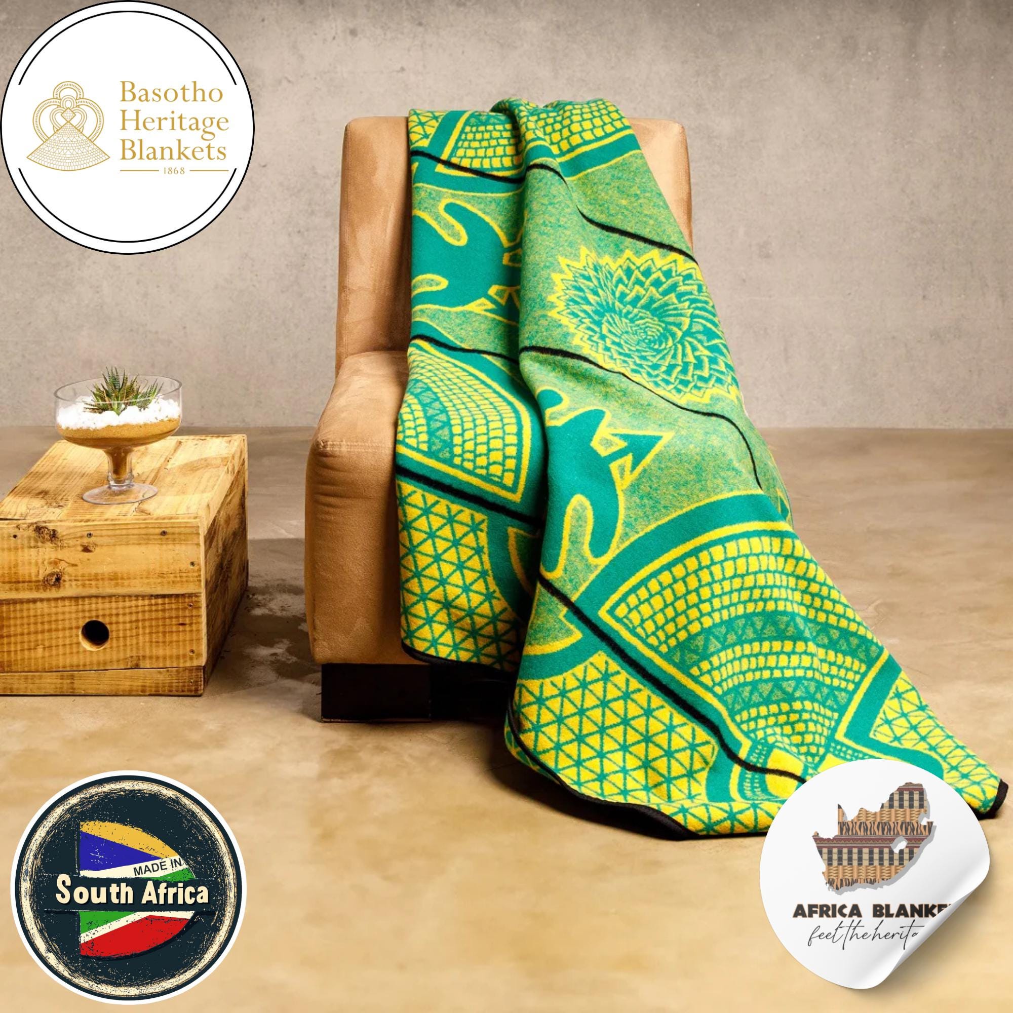 Kharetsa Basotho Blanket – Spiral Aloe Throw | Wool Heritage