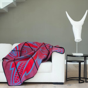 Basotho Seanamarena Throw – Poone | Scarlet/Cobalt/Black - “Swear by the Chiefs” Blankets - Basotho Blanket