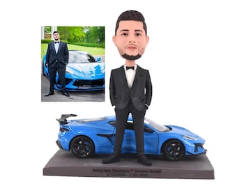 Custom bobblehead with dream car, Custom gift idea for best friend, retirement gift for boss, cool gifts idea for husband/boss/father/him
