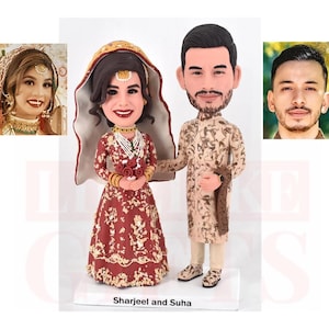 Custom bobbleheads wedding couple, fully customzied couple bobbleheads, personalized cake toppers, anniversary gifts for couple/parents