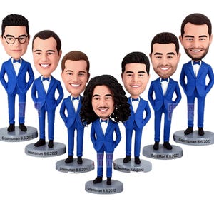 Groomsmen Bobbleheads made-to-Order, Personalized Wedding Party Favors, Custom Wedding Bobbleheads for Groomsmen, Memorable wedding Keepsake