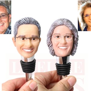 Custom wine stoppers for couples,  gifts for parents, family bottle stoppers with your face on, Anniversary gifts, Cool unique couple gifts