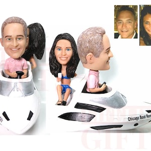 Custom couple bobbleheads driving yacht, honeymoon gifts wedding cake toppers anniversary gifts for couples, Mother&#39;s day best gift ideas