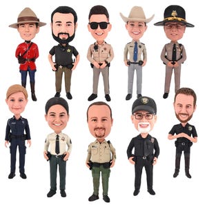 Policeman bobbleheads, retirement gift for sheriff, custom policeman bobblehead dolls, police graduation gifts, birthday gifts for policemen