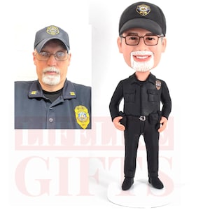 Custom police officer Bobbleheads father&#39;s day gifts for Policeman personalized bobblehead gifts for him retirement badge/patches for free