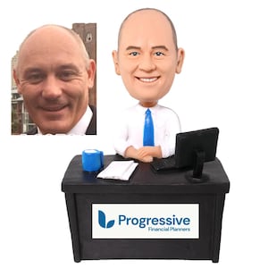 Gift for boss Office desk Custom Bobbleheads, best retirement memento for boss, personalized  birthday gift for colleagues with company logo