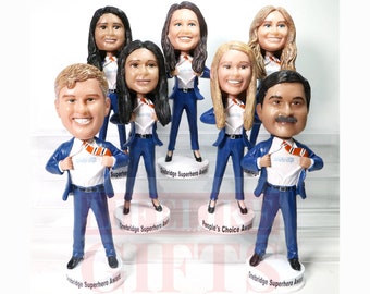 Custom Bobbleheads personalized gifts for Family/company/school/team/crew superhero tearing shirts off Group gifts idea any logo on chest