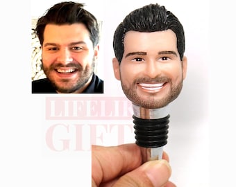 Custom wine stopper bottle stopper with your face on custom gifts for family gifts for boss for husband Romantic gifts for Anniversary