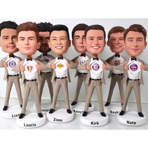 Groomsmen bobbleheads, custom bobbleheads with sports logos, custom gift ideas for grooms, wedding gifts for grooms men, Proposal gift ideas