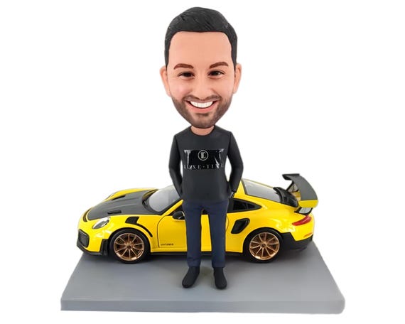 Custom Bobblehead with Porsche, personalized gift for car guy, gift for rich friends/boss, office/home decor