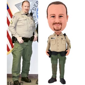 Custom Police Officer Bobblehead, Personalized policeman Figurine, Police office desk decor