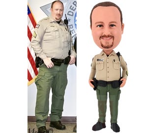 Custom Police Officer Bobblehead, Personalized policeman Figurine, Police office desk decor