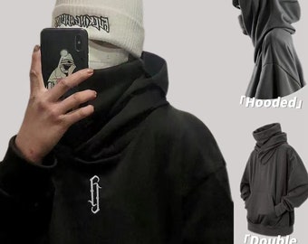 Unisex black samurai hoodie |Ninja Hoodie|Plush techwear shirt with  Kangaroo Pouch|Hippop sweater|embroidery hoodie