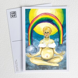 Schwangerschafts-Göttin Regenbogen. Kunstdruck eines Original Gemäldes mit Aquarell gemalt, Lesezeichen, Postkarte, Poster, Baby-Bauch