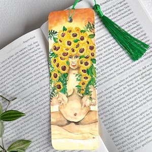 Schwangerschafts-Göttin Sonnenblumen. Kunstdruck eines Aquarell Original Gemäldes, Lesezeichen, Postkarte, Poster, Maternity, Yoga, Baby