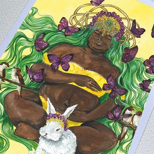Schwangerschafts-Göttin Frühling. Kunstdruck eines Original Gemäldes mit Aquarell gemalt, Lesezeichen, Postkarte, Poster, Maternity, Yoga,