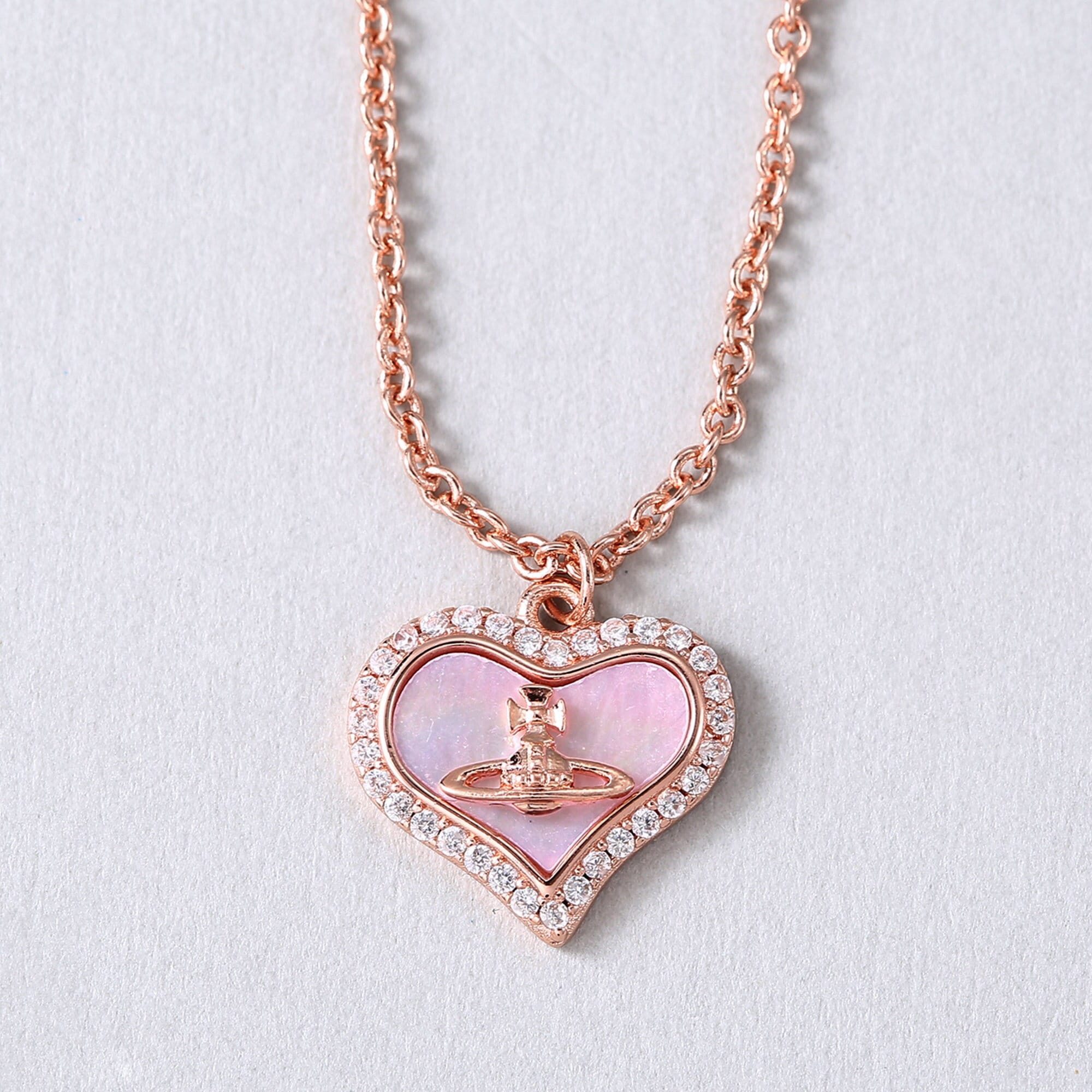 Vivienne Monogram Pendant, Pink Gold, Mother-Of-Pearl, Wood & Diamonds -  Jewelry - Categories