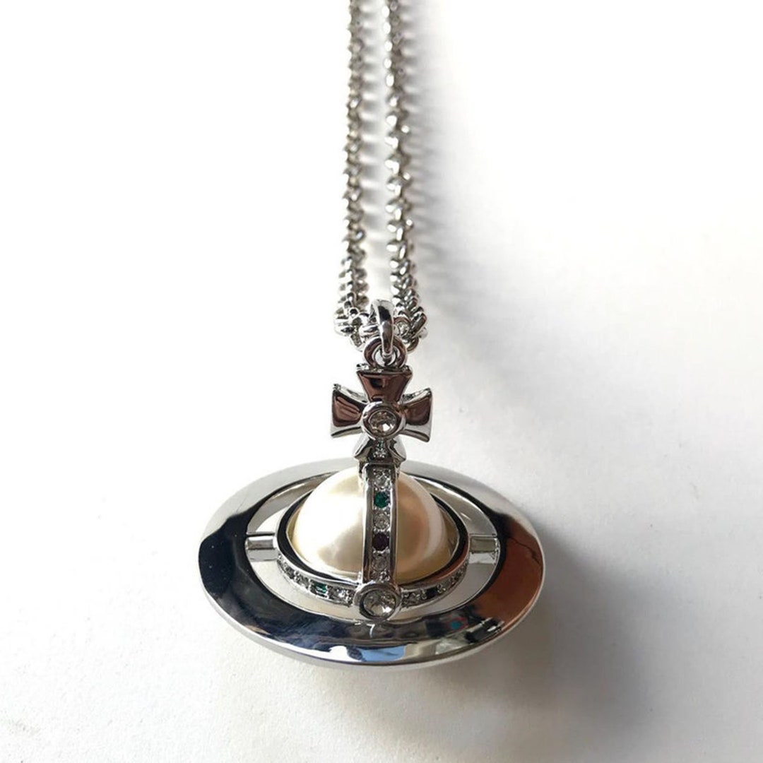 Vivienne Westwood Necklaceslarge Pearl Saturn Pendantsilver - Etsy