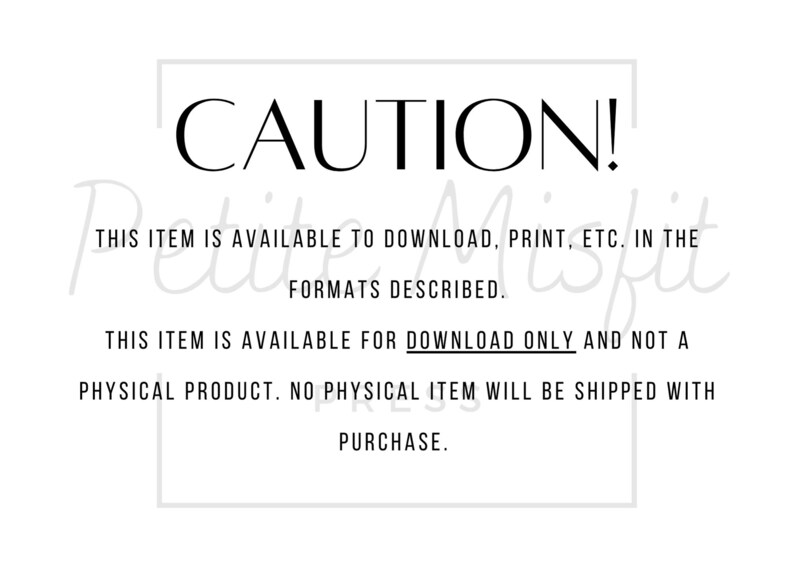 May include: A black and white text-based image with the word "CAUTION!" in large bold letters. The text below explains that this item is available for download only and not a physical product.