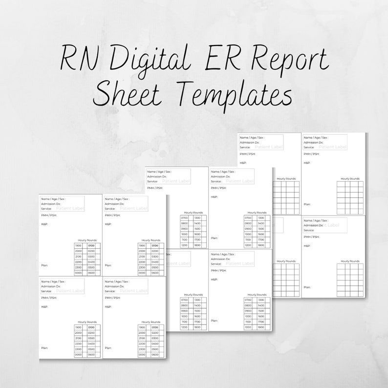 Printable Blank Nursing Report Sheet Downloadable Digital Etsy