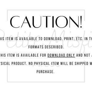 May include: A black and white text-based image with the word "CAUTION!" in large bold letters. The text below explains that this item is available for download only and not a physical product.