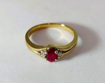 Rubin und Diamant Goldring