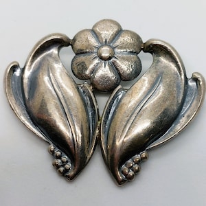 Silver Metal Floral Brooch