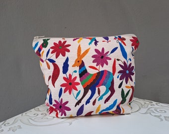 Mexican Steppes Patterned large velvet cosmetic bag, Accessories bag, Makeup storage, Zipper cosmetic organizer, gift idea for woman - girl