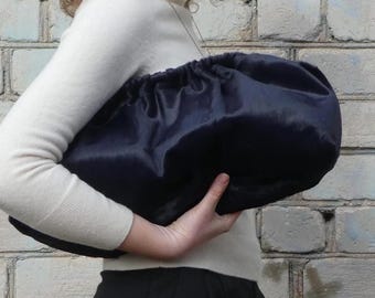 Cowhide fur Cloudy Chic Clutch: Oversized Dumpling Retro Puffball Bag, Handcrafted for Women, Hair On Hide