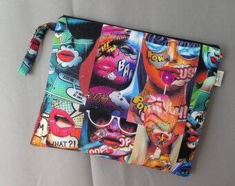 Pop art gepersonaliseerde grote natte bikini tas, bruidsmeisje cadeau idee, waterbestendige lingerie waszak, waterdicht strand zwembad tas