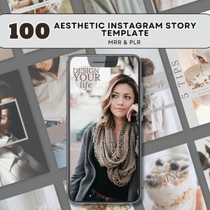 100 Aesthetic Instagram Story Templates | Editable Canva Templates for Instagram-Story Template | Mrr Plr Template | Instagram Growth
