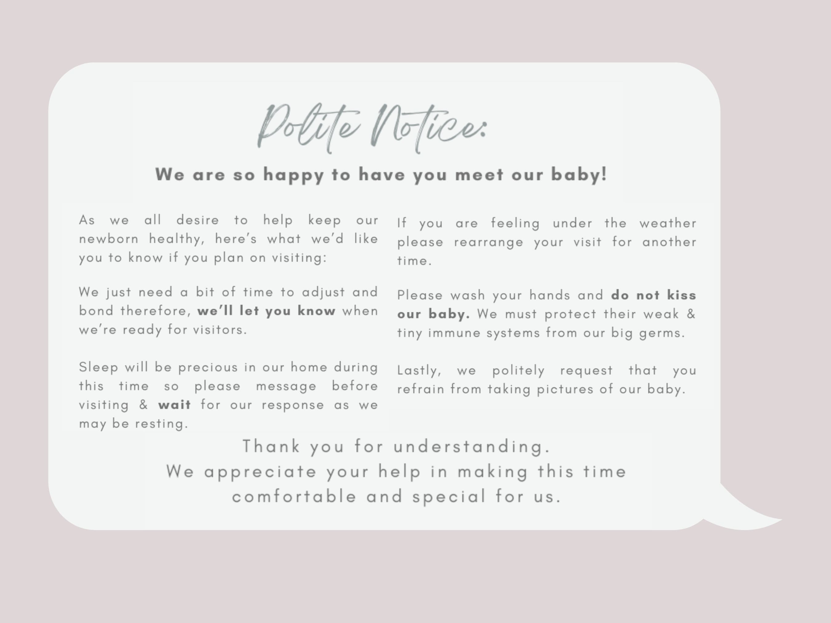 Newborn Arrival Visiting Etiquette & POLITE Rules for Visitors ...